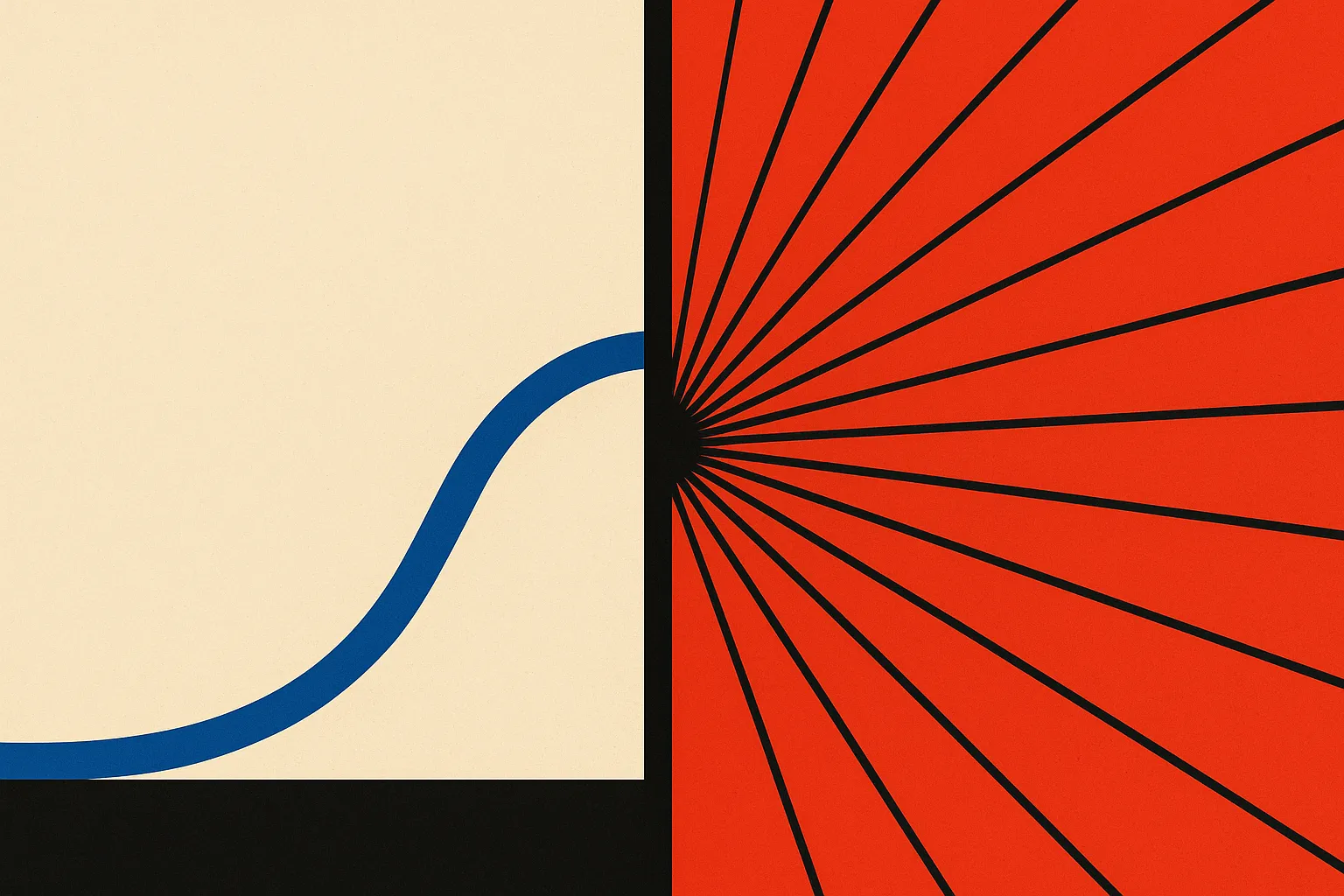 a single sharp threshold line with a rising curve approaching it from below, one side calm and one side charged