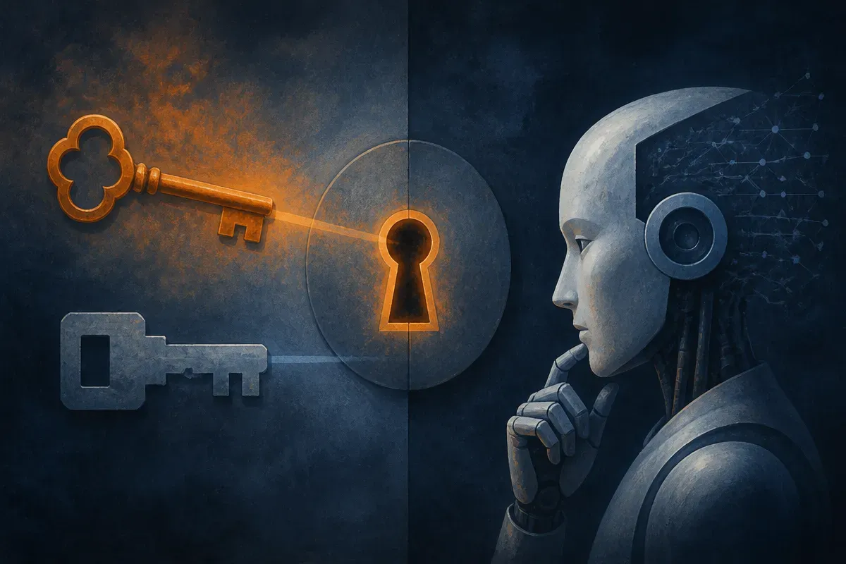 two differently shaped keys that open the same lock, with the agent only recognizing one of them