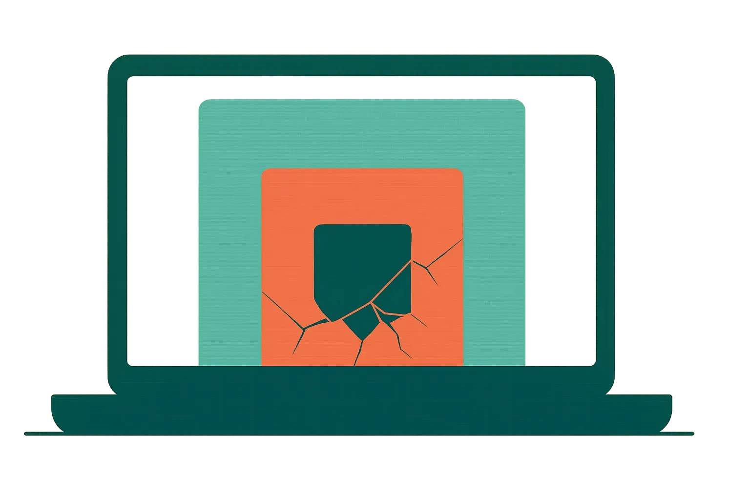 three model sizes as nested translucent blocks fitting into a laptop outline, with smaller blocks showing more cracks as