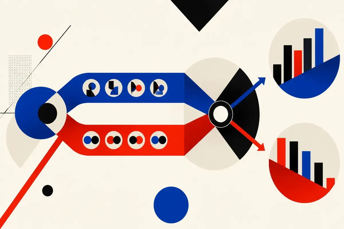 two candidate prompt paths, one optimizing isolated examples and one optimizing paired comparisons, converging on differ