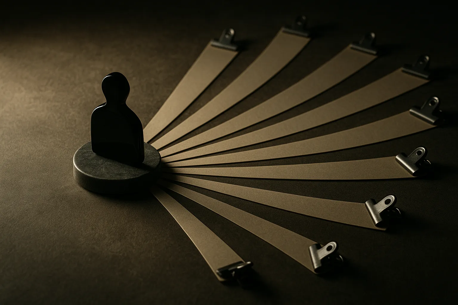 a single person overseeing many parallel work streams branching outward
