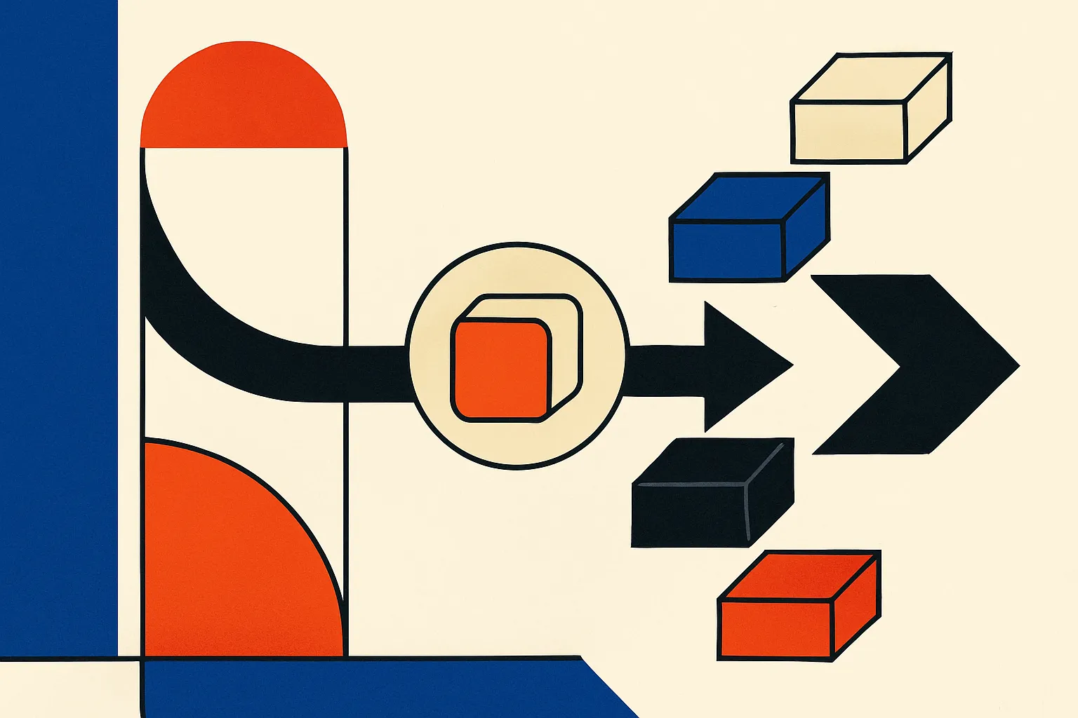 small model core staying in memory while different expert blocks stream in from storage and feed a single response path