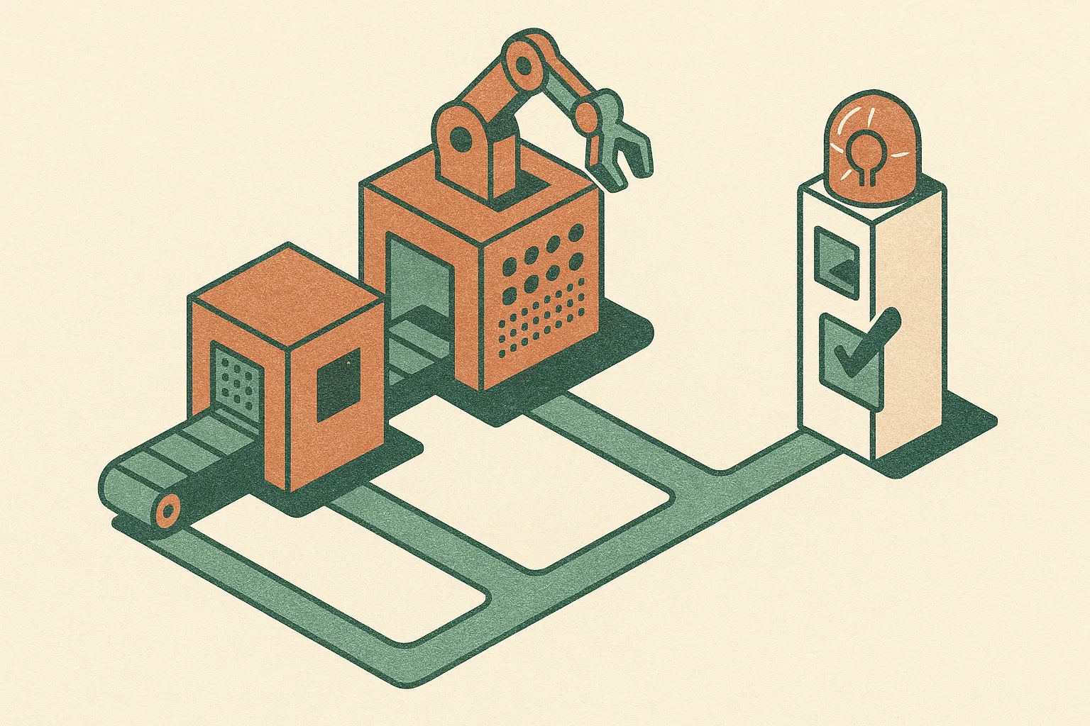 three increasingly capable machine systems feeding into the next, with a separate safety checkpoint trying to stay align