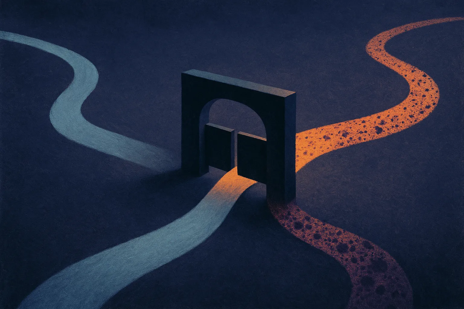 a clean model path and a compromised model path flowing into a routing gate that separates safe behavior from poisoned b