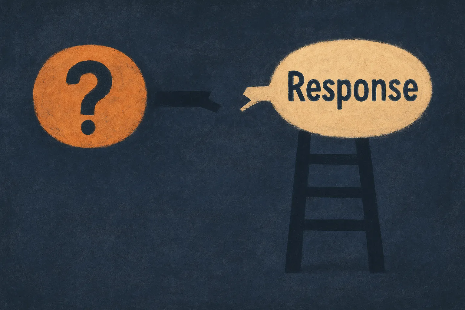 an uncertainty signal and a specificity ladder both feeding toward a response, with the connection between them visibly