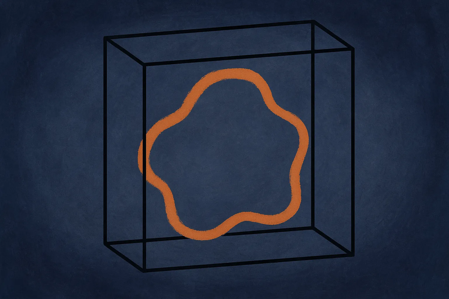 a fragile hand-drawn shape being wrapped in a rigid geometric frame that holds it steady