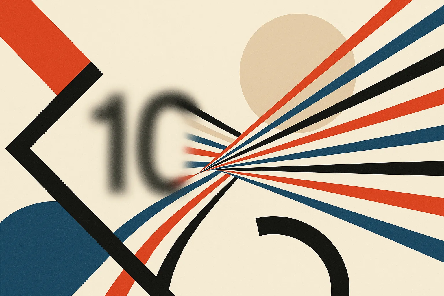 a single blurred number resolving into ten separate colored threads fanning out
