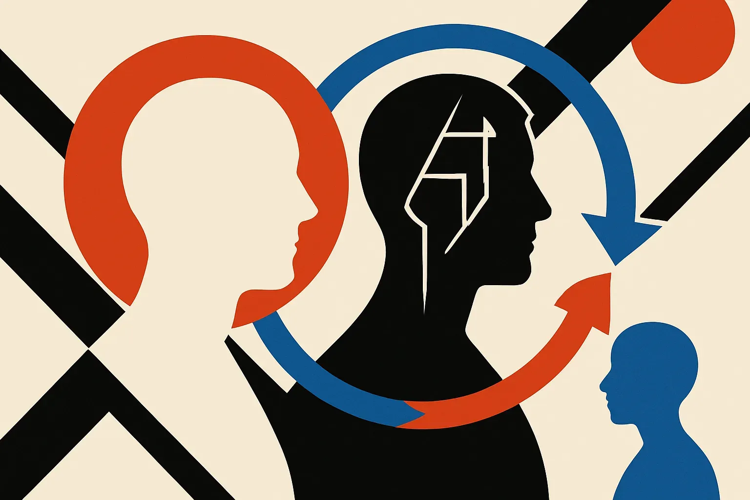 two similar model silhouettes, one plain and one sharpened for reasoning, with only the difference flowing into a smalle