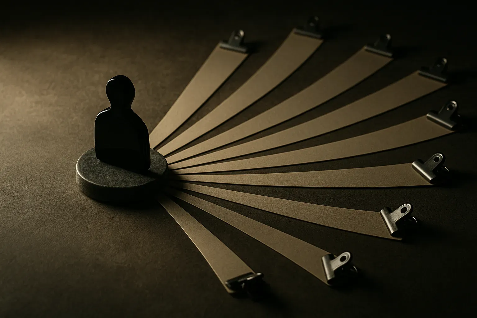 a single person overseeing many parallel work streams branching outward
