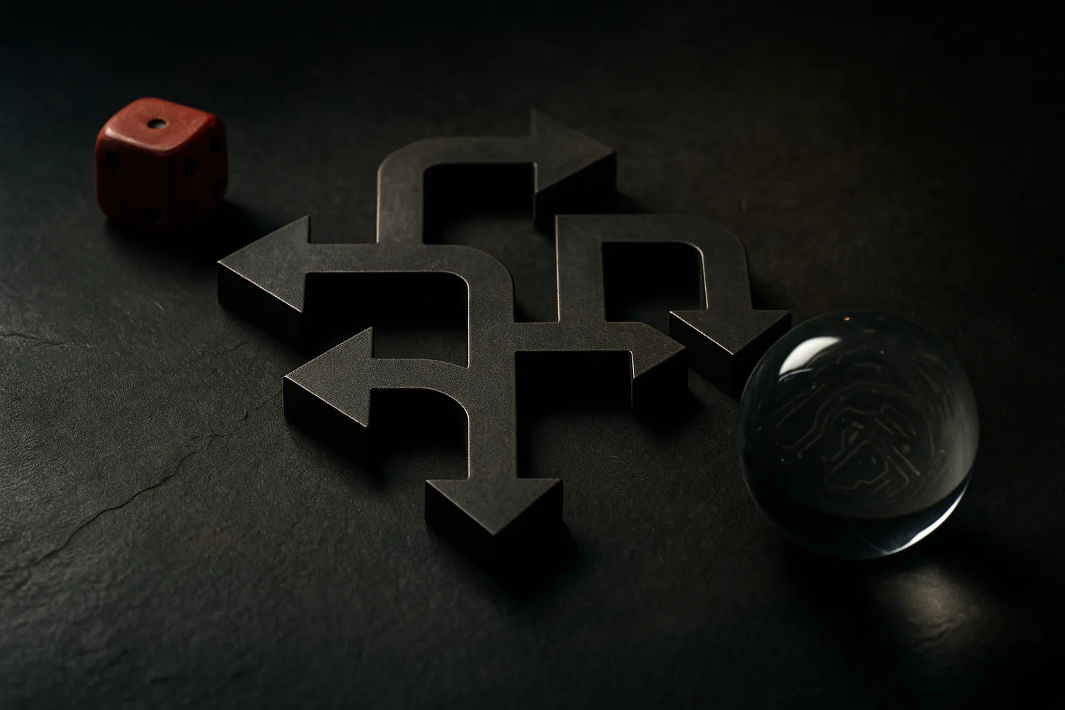 a set of interlocking bets arranged so every outcome path leads to the same result, suggesting a trap with no escape