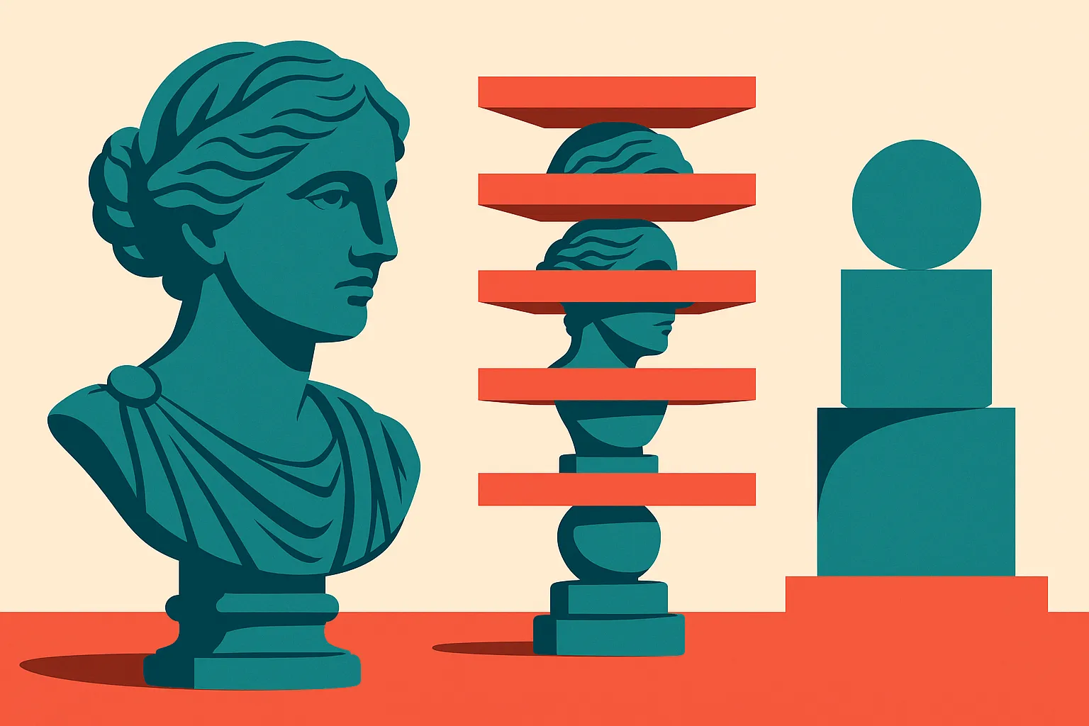 a detailed sculpture gradually losing fine surface detail as it is compressed smaller and smaller