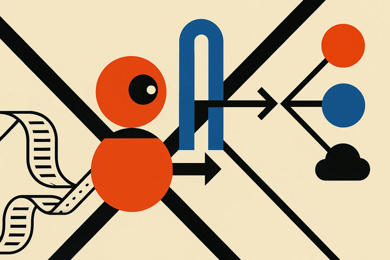 an autonomous agent in the center passing through a permission gate before connecting to several services, with a separa