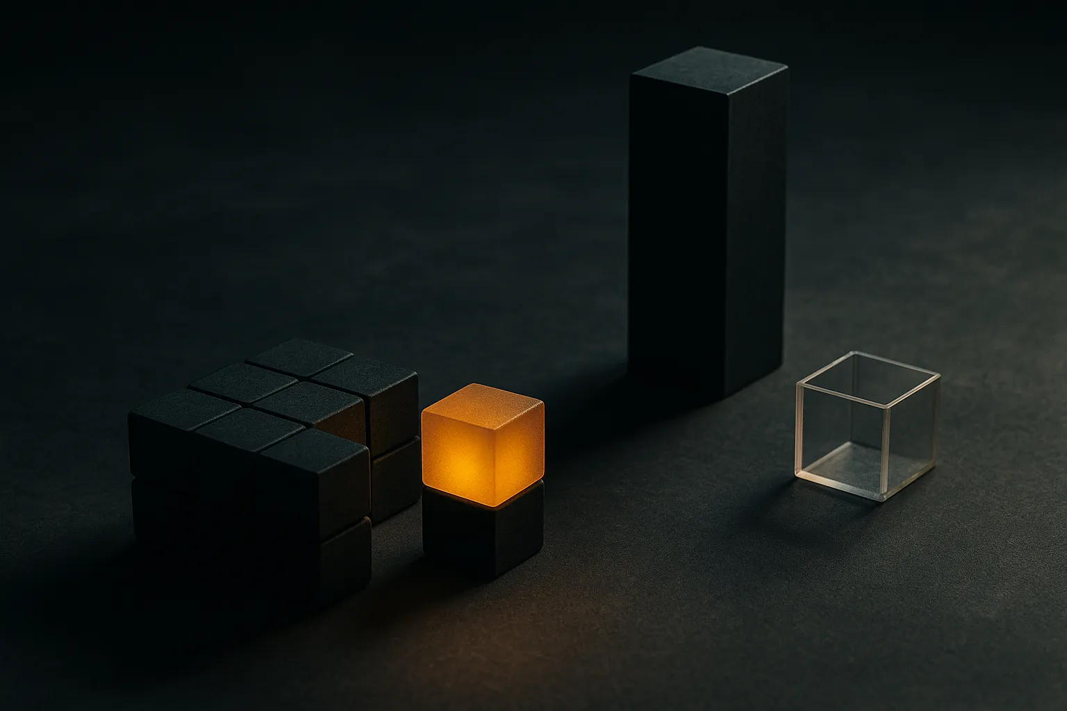 highlighted model block in a middle cluster chasing a larger closed tower, with another open block slightly ahead on a p