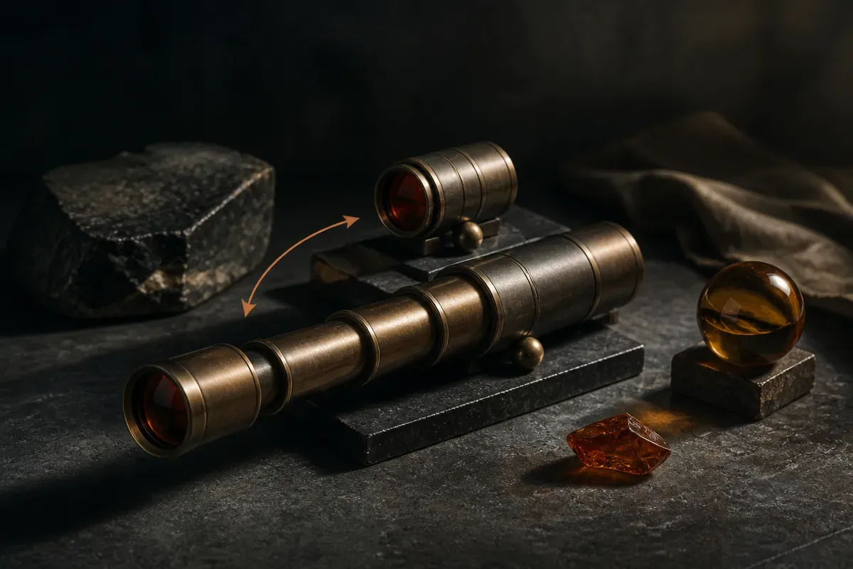 a single nested telescope form collapsing and extending, each segment a working stage of the same object