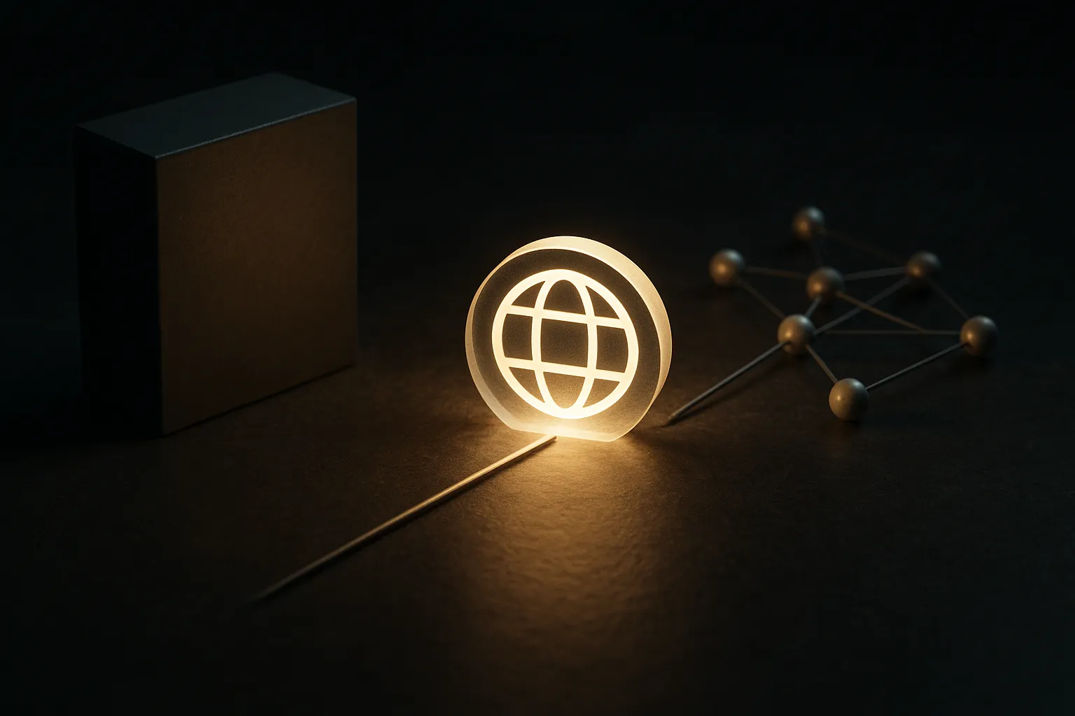 two different paths converging on the same glowing domain shape, one path from a physical product box and one from an ab
