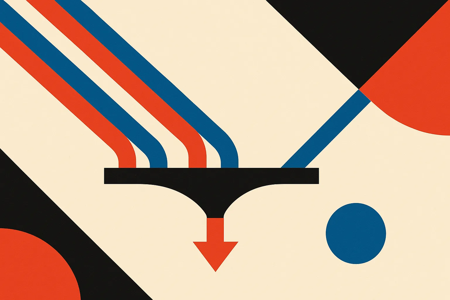 four distinct reasoning paths converging into a single filtering layer, then one final answer emerging
