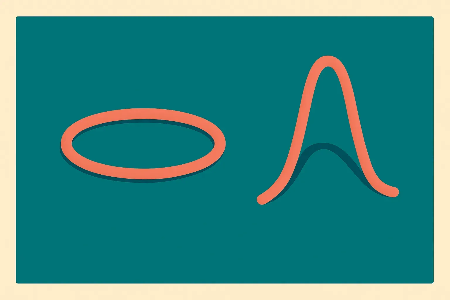 a single loop of string, one version lying flat and one version stretched into a different shape, shown as clearly the s