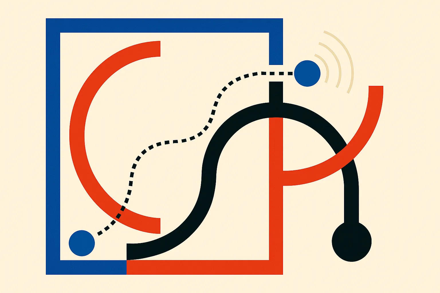 an unfinished answer path with a faint early signal being shaped by feedback from a completed answer path, both inside a