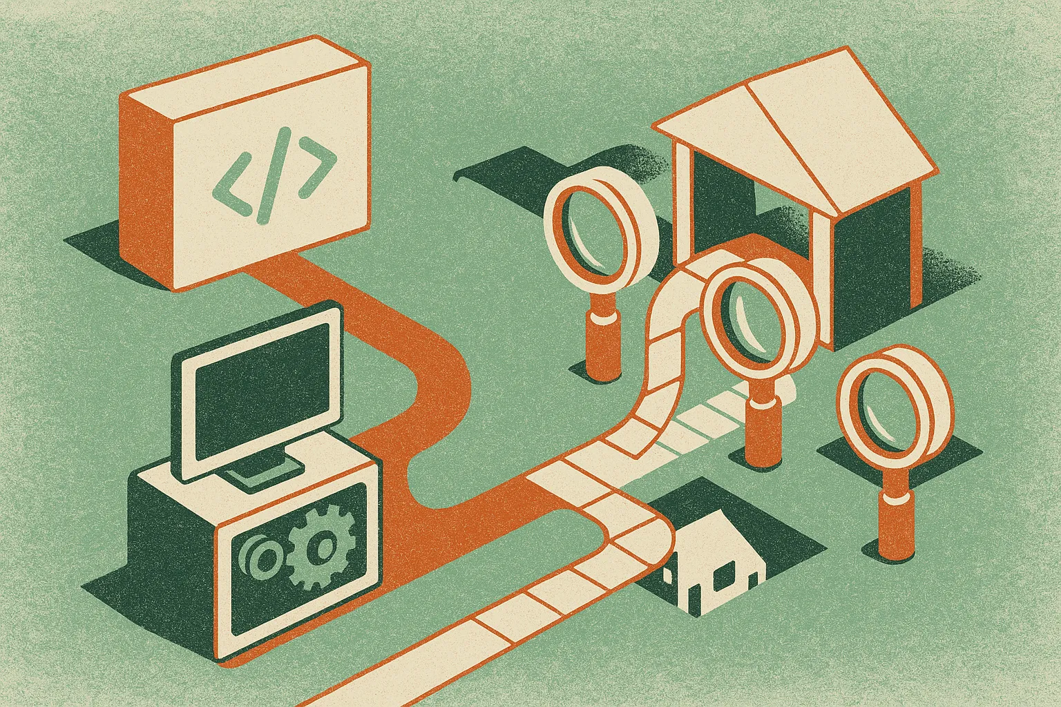 a software repository splitting into two paths, one path preserving old machinery under a fresh shell, the other rebuild