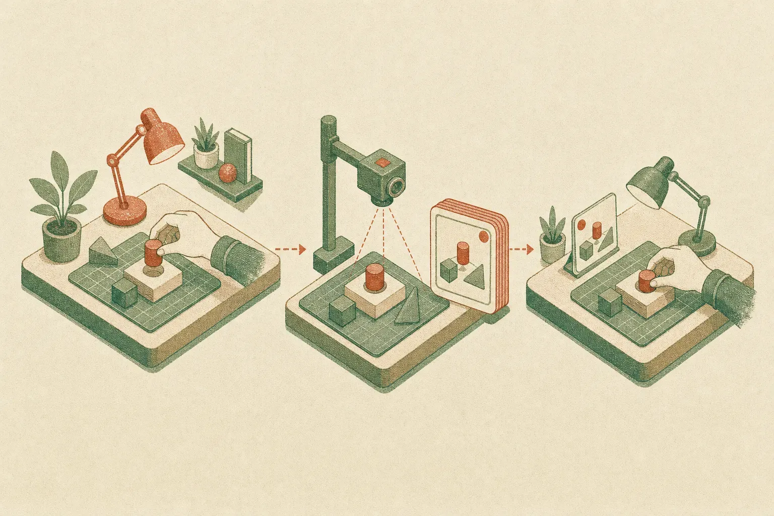 diagram: user demonstrates a desktop task, Codex records the actions, creates a named skill, then replays it later with 