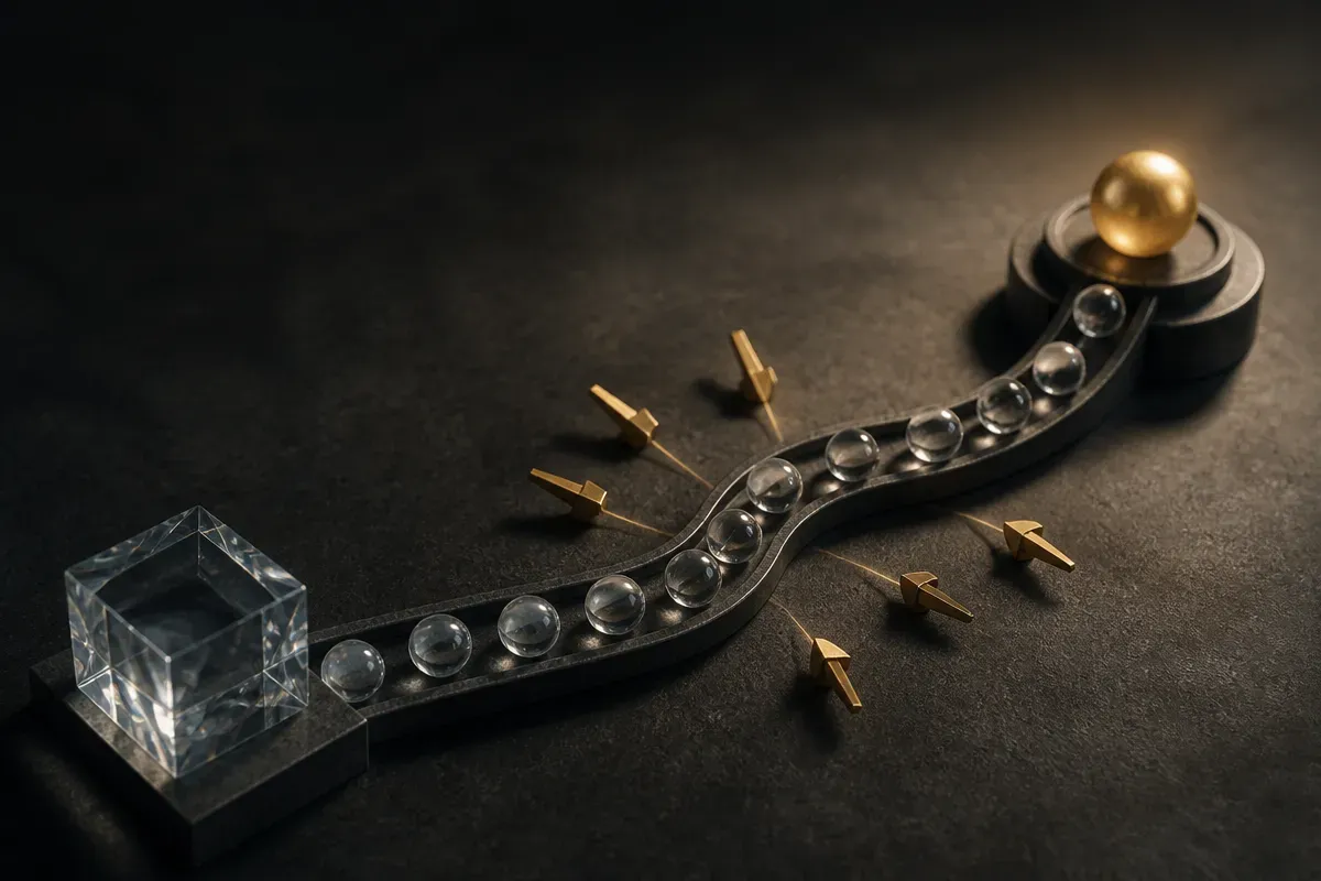 a frozen model producing tokens while small steering vectors gently bend the path toward a reward target without breakin