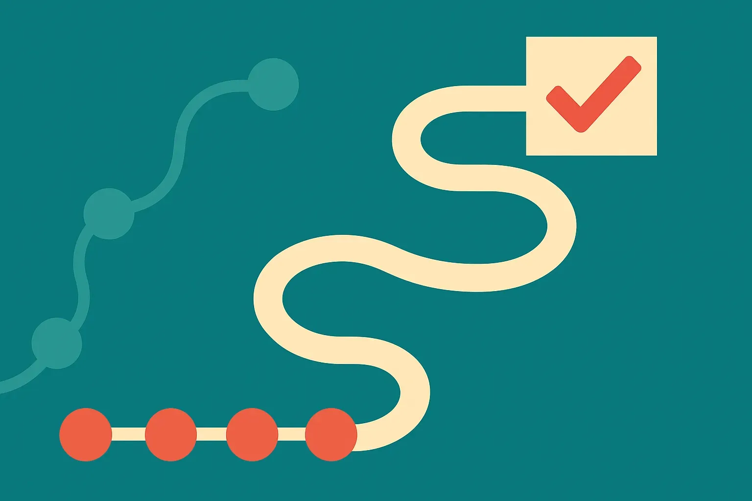 a winding token path ending in a checked result, with a separate critic path fading away
