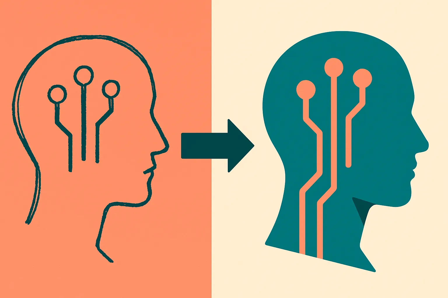 a rough hand sketch on the left flowing into a polished rendered image on the right, connected by an arrow