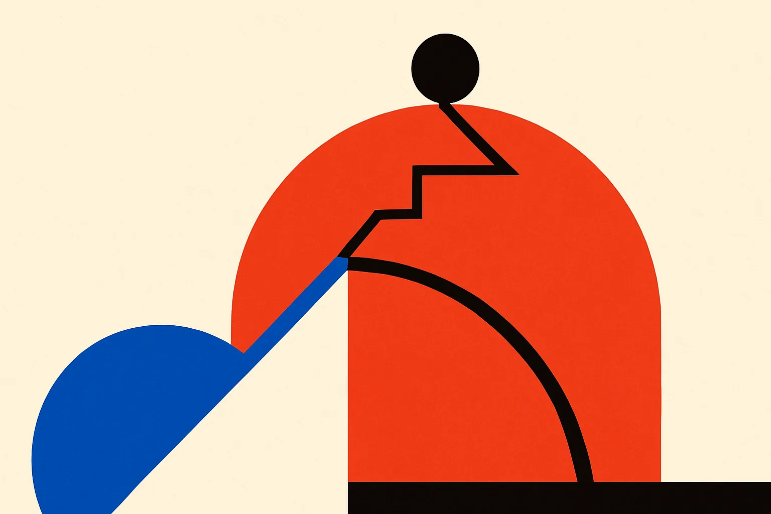 two paths reaching the same summit, one a smooth direct climb, the other a lopsided shortcut that skips half the terrain