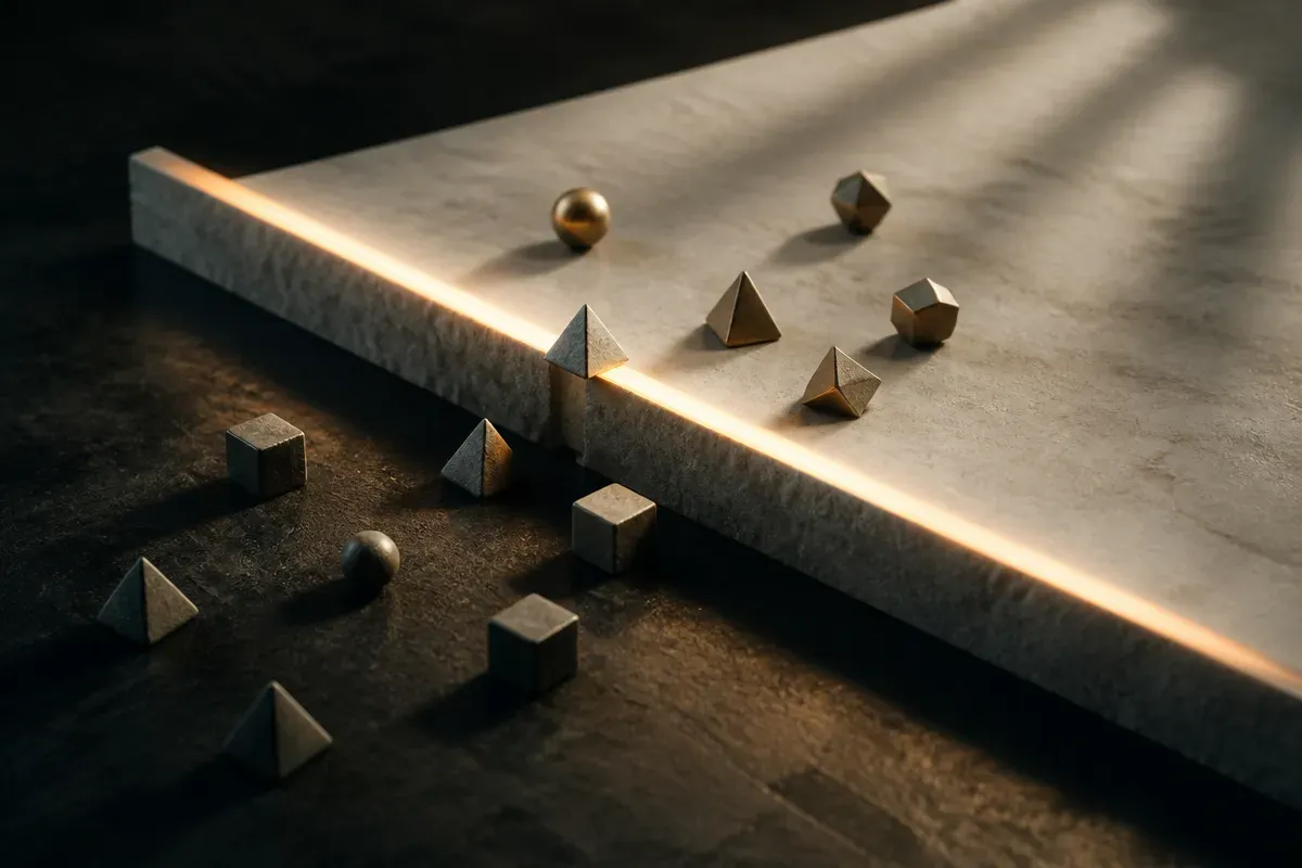 a threshold line with small tasks moving from below it to above it