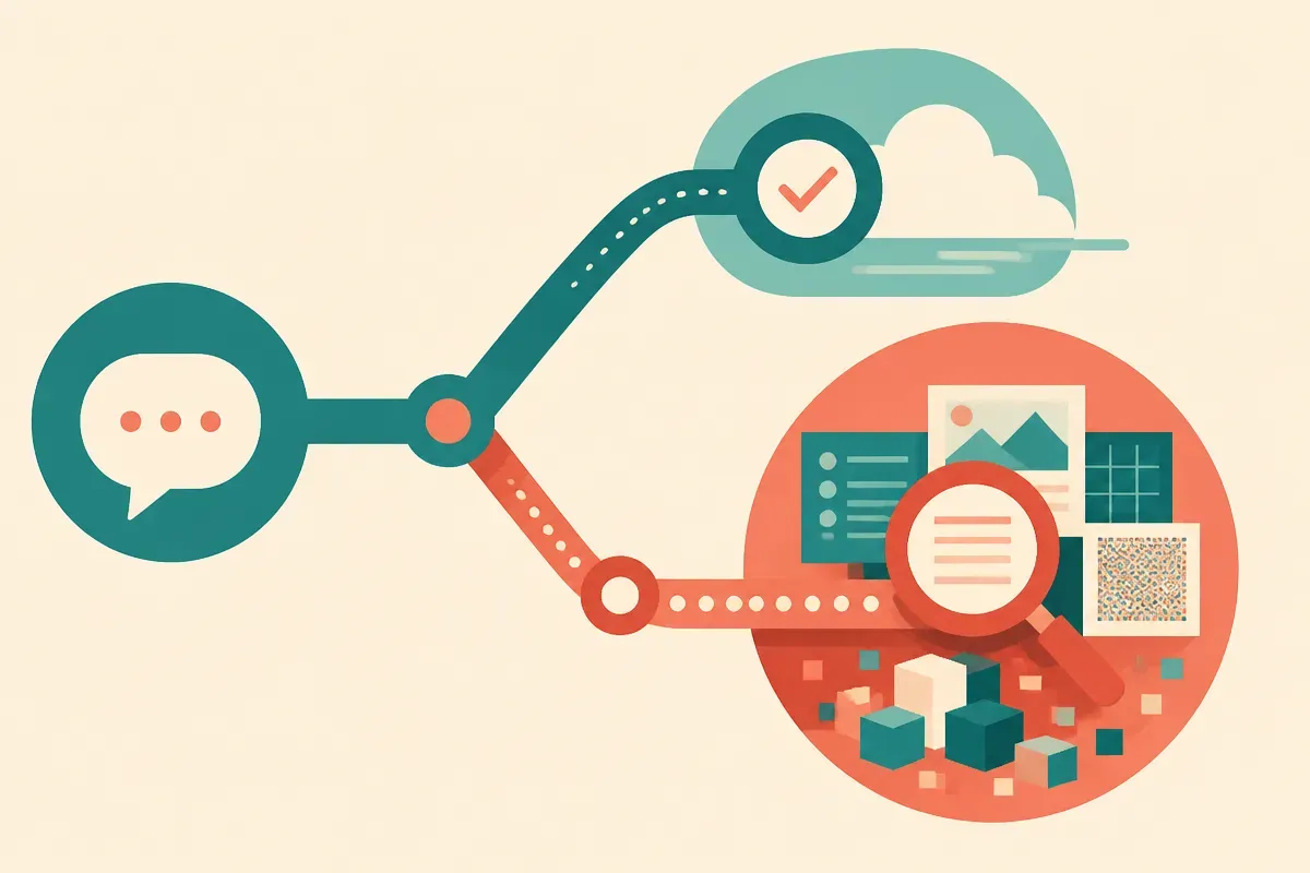 a branching decision path where some queries take a short cheap route and others fork into a longer route that inspects