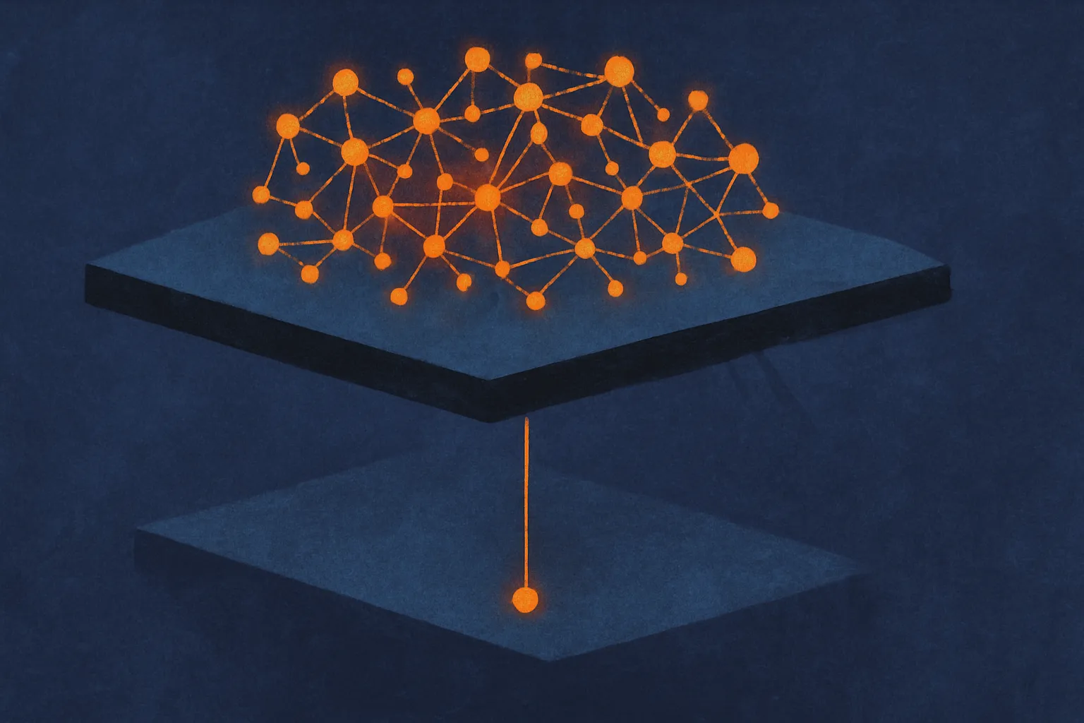 two stacked detection layers, a wide one above catching a large cluster and a narrow gap below where a single thread sli