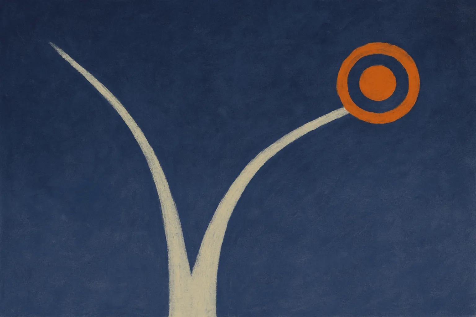 two paths starting from the same point, one curving smoothly to a target, the other shooting off toward infinity near th