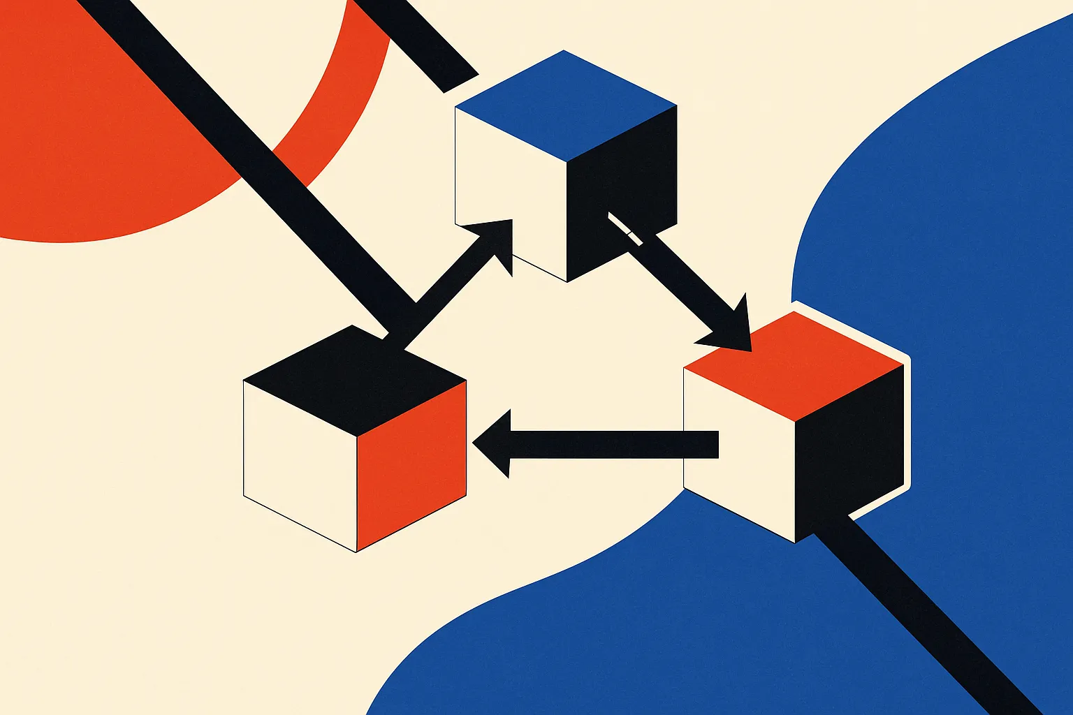 three separate boxes labeled by position not text, one for storage one for processing one for retention, connected by ar