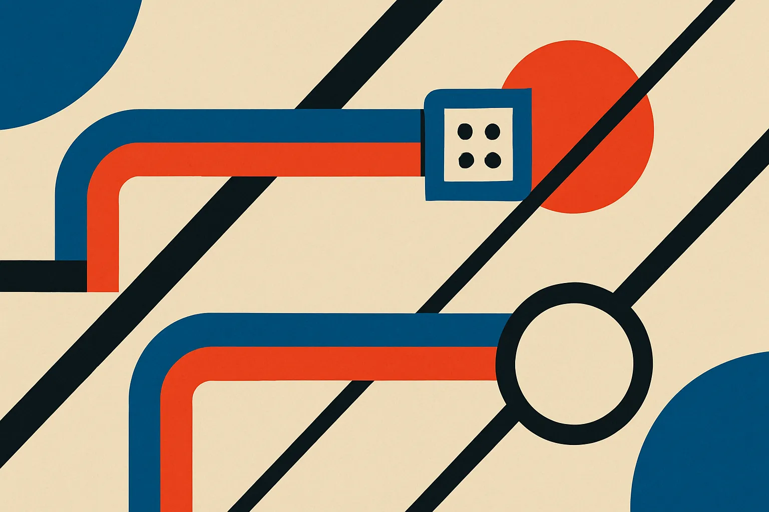 two pipelines side by side, one with an extra bolt-on cleanup box at the end and one where the path flows straight to it
