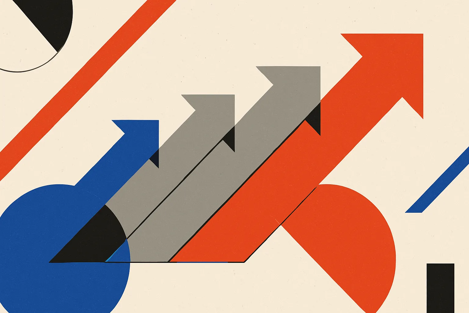 a series of overlapping arrows showing a value changing through several stages, with the most recent stage highlighted a