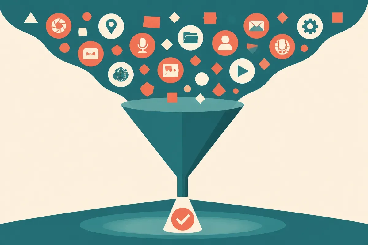 a funnel narrowing many broad permissions down to a single thin allowed action