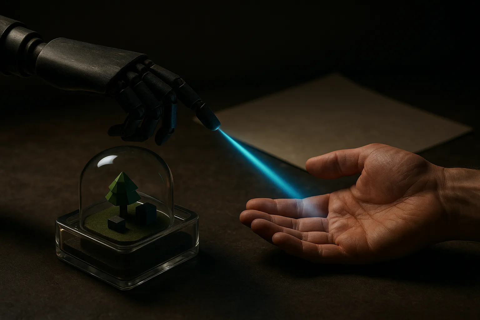 a policy trained inside a simulated environment transferring directly onto a physical hand without a correction step in
