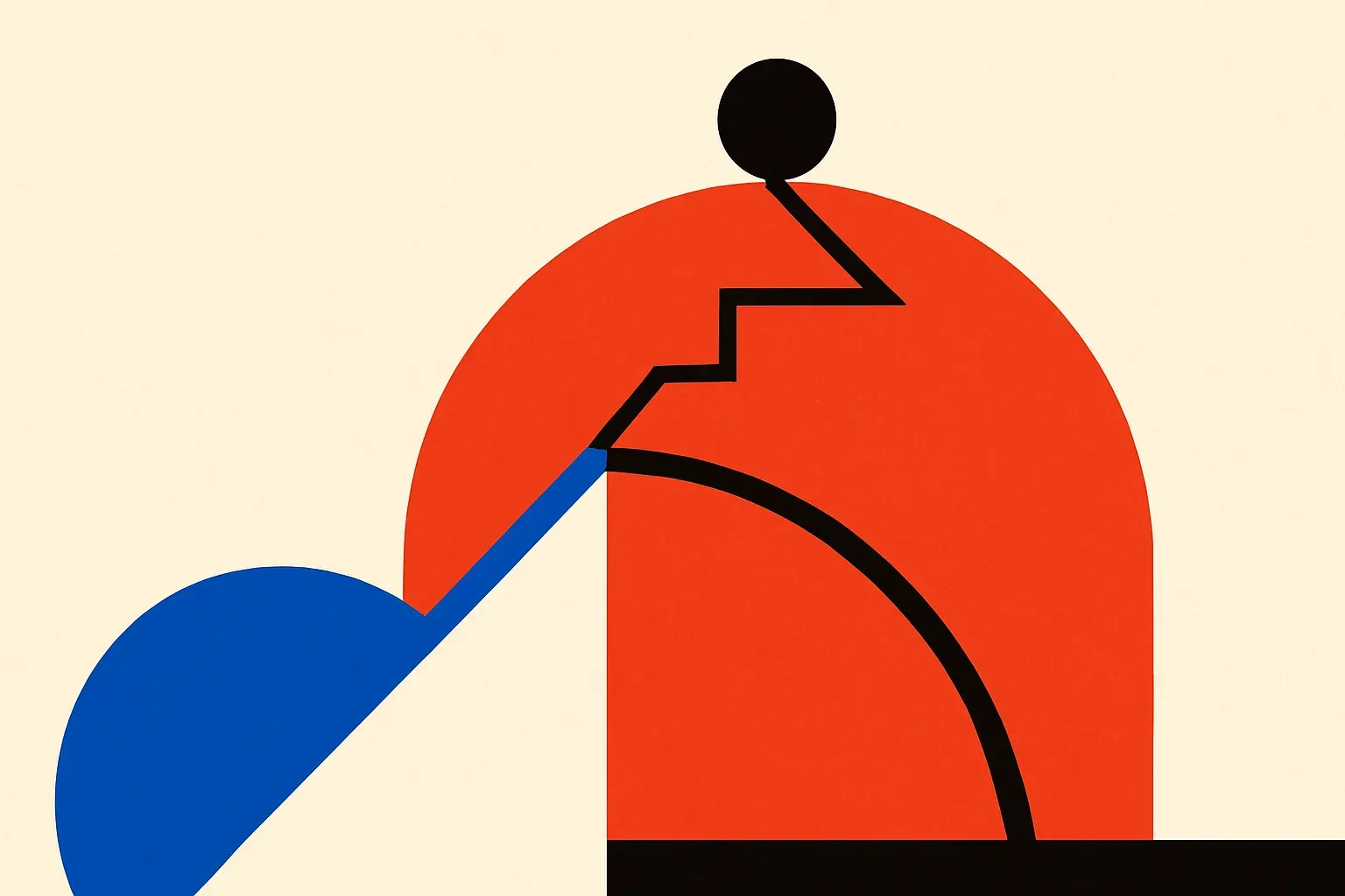 two paths reaching the same summit, one a smooth direct climb, the other a lopsided shortcut that skips half the terrain