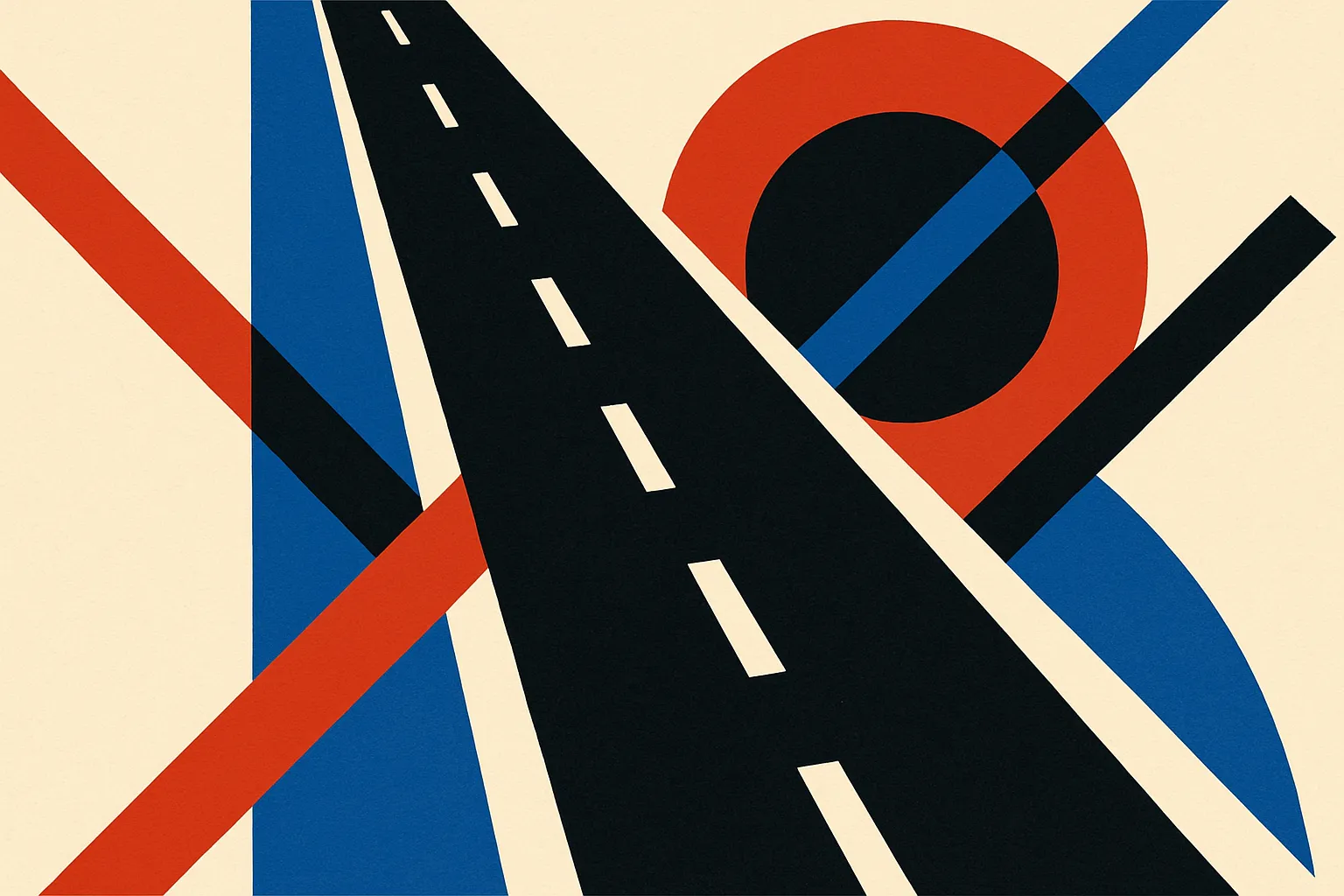 two parallel roads that were different widths now merging into one wide road