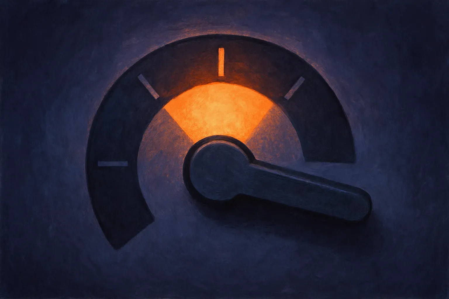 a dial turned partway between a loose open position and a fully clamped position, the middle position glowing as the bal