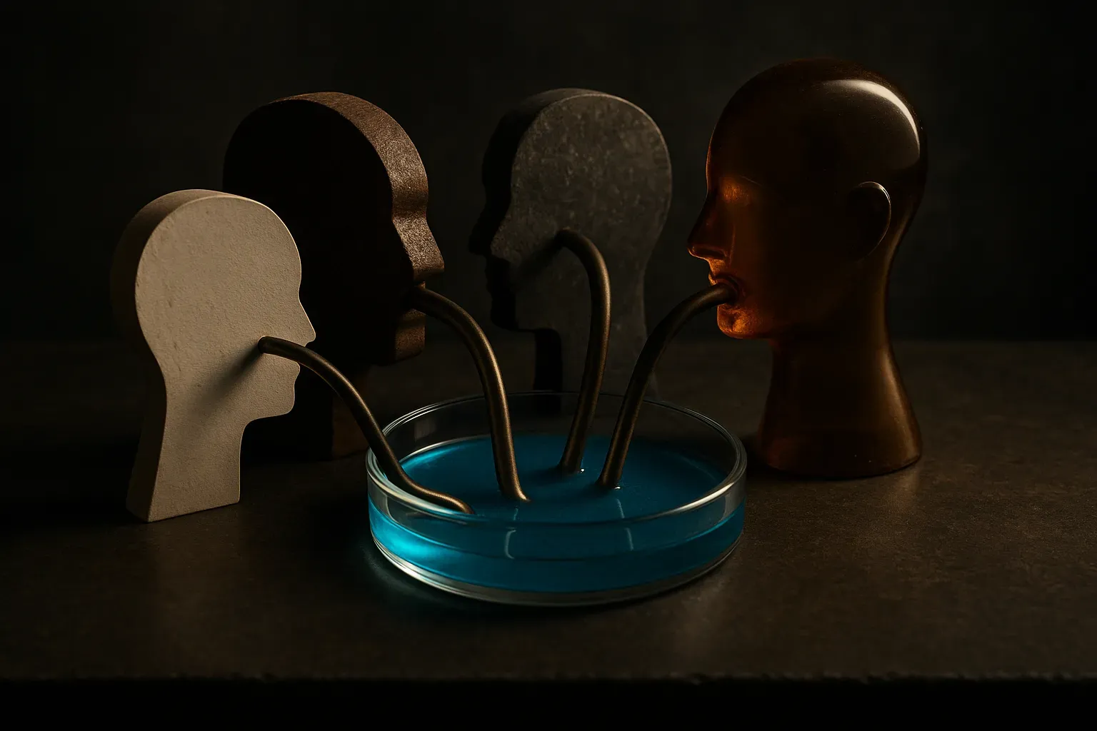 several heads drawing from one shared pool of capacity, some pulling more than others