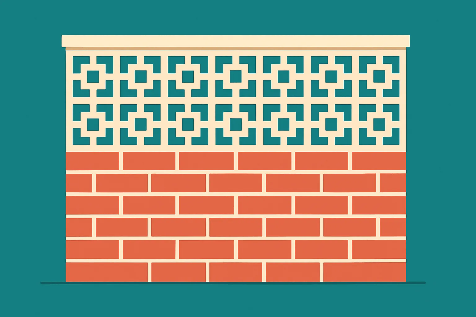 a wall where the lower load-bearing section is solid and the decorative upper section is light, showing which part holds