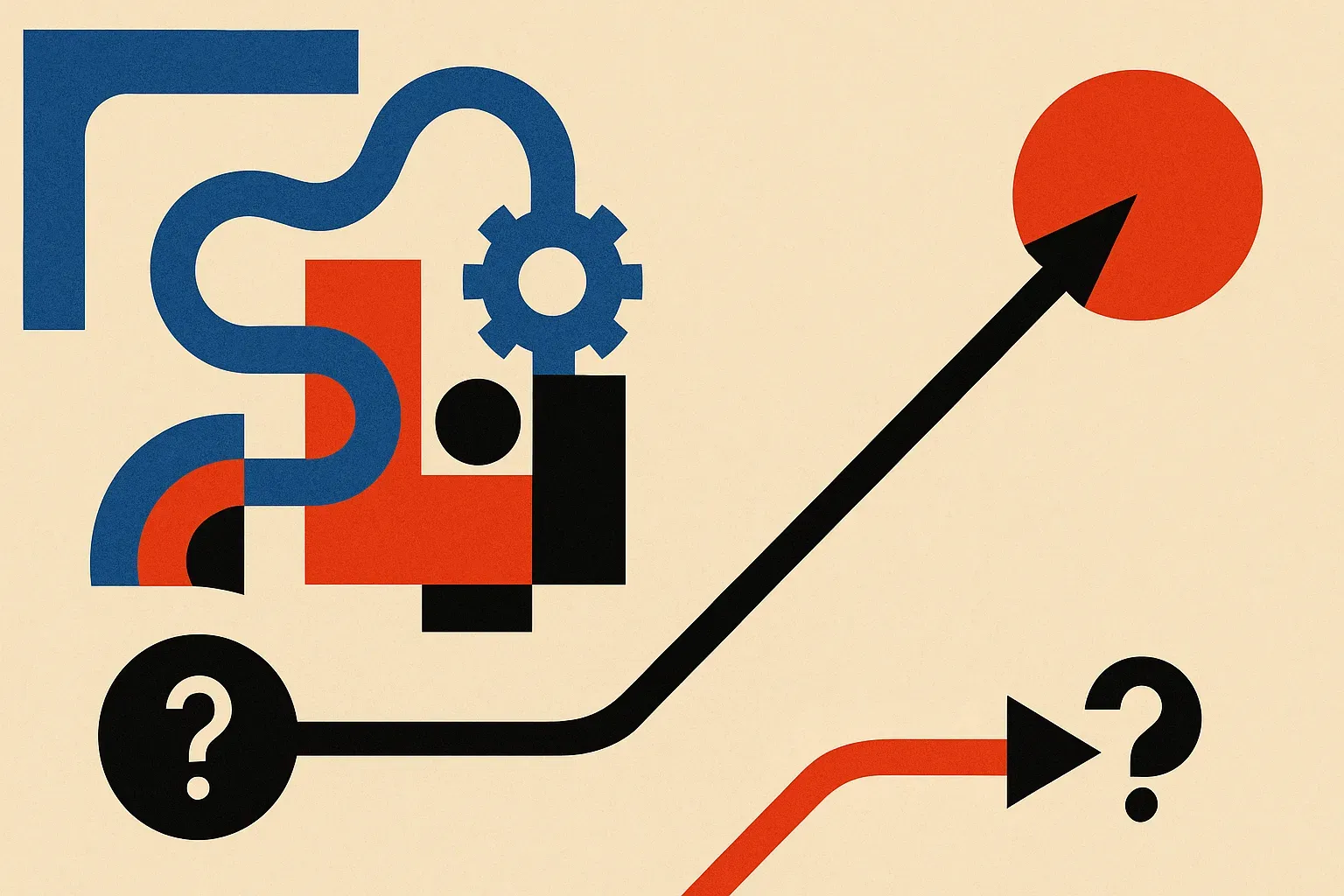 two paths from the same starting problem to the same answer, one long and winding through heavy machinery, one short and